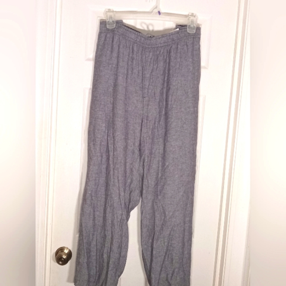 linen blend pants Blue Old Navy Comfort Travel Beach Boating Vacation Cruise